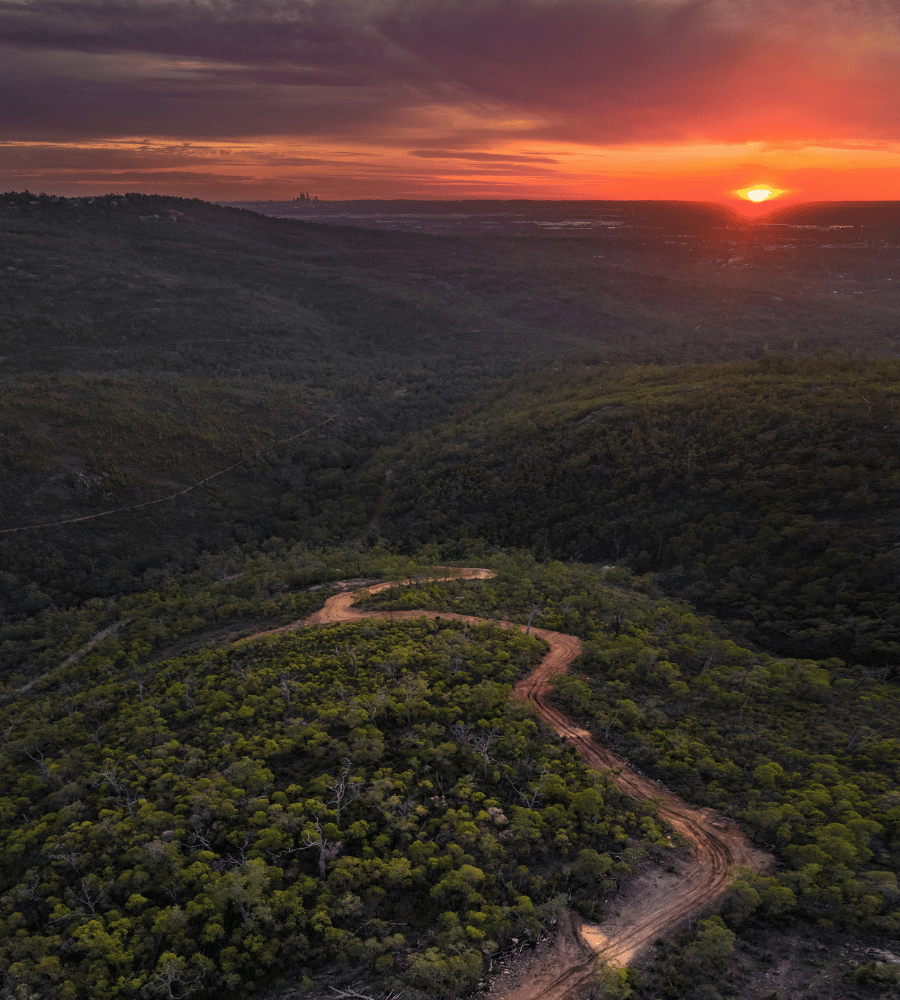 Perth Hills bei Sonnenuntergang — Jarrah Forest, Westaustralien